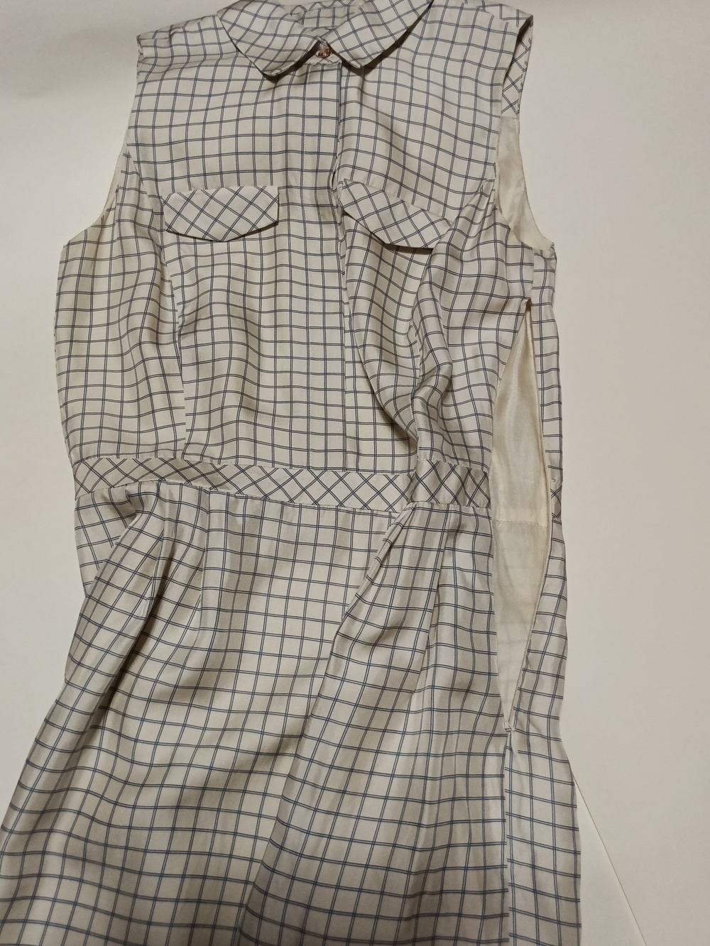 Tommy Hilfiger Sleeveless Silk Plaid Pleated Collared Shirt Dress Size 2 - Picture 4 of 11